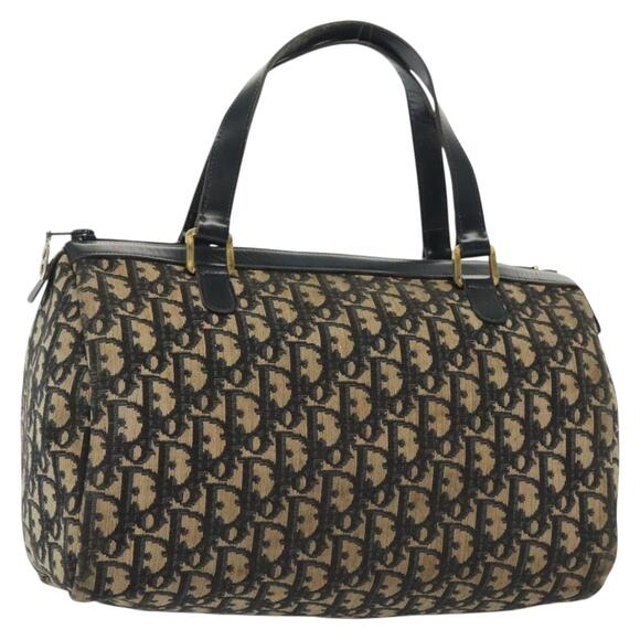 DIOR Trotter Canvas Boston Bag Navy Gold - Picture 1 of 12